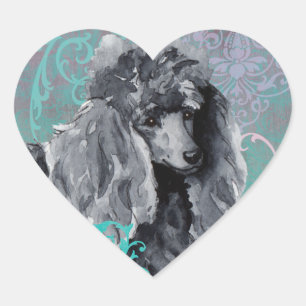 Elegant Miniature Poodle Heart Sticker