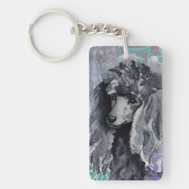 Elegant Miniature Poodle Key Ring (Front)
