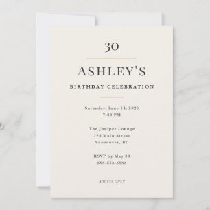 Elegant Minimal 30th Birthday Celebration Invitation