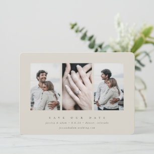 Elegant Minimal 3 Photo Save The Date