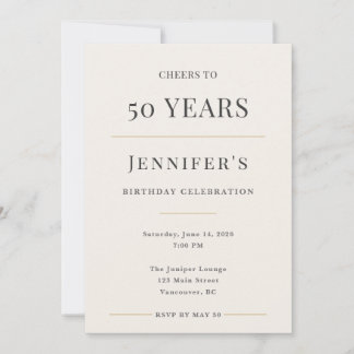 Elegant Minimal 50th Birthday Celebration Invitation