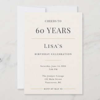 Elegant Minimal 60th Birthday Celebration Invitation