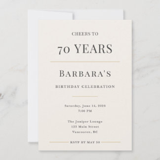 Elegant Minimal 70th Birthday Celebration Invitation