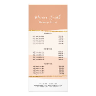 Elegant minimal abstract gold glitter price list  rack card