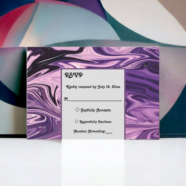 Elegant Minimal Abstract Paint Blue Galaxy Wedding RSVP Card (Creator Uploaded)