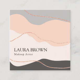 Elegant minimal abstract rose gold glitter makeup square business card