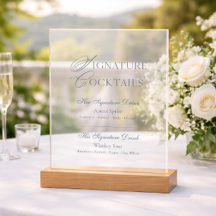 Elegant Minimal Acrylic Signature Cocktails Sign