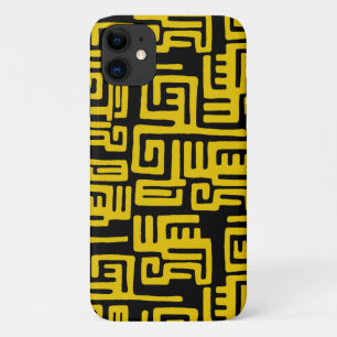 Elegant Minimal African Tribal Pattern Yellow Line iPhone 11 Case