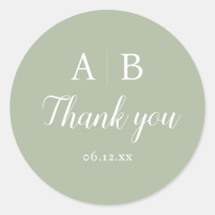 Elegant Minimal and Chic Modern Wedding Initial Classic Round Sticker