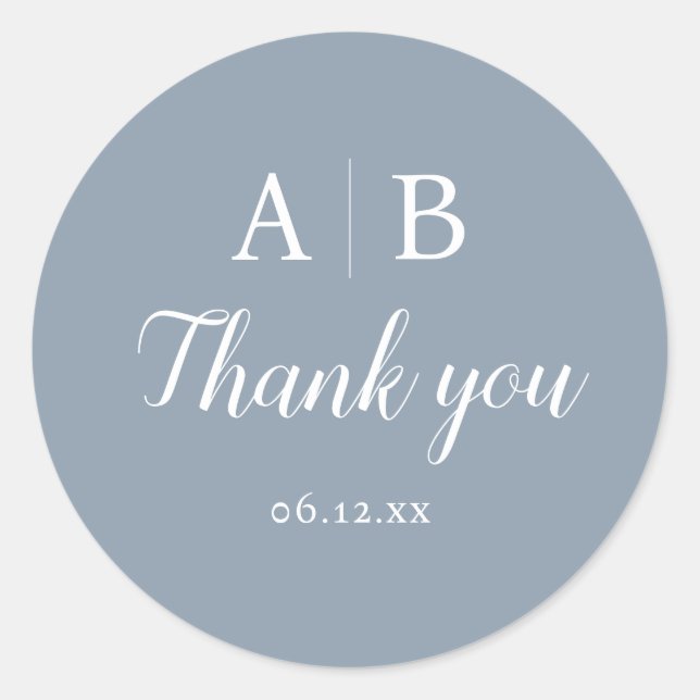 Elegant Minimal and Chic Modern Wedding Initial Classic Round Sticker (Front)