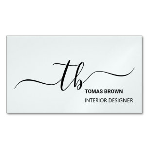 Elegant minimal aqua black monogram initials 	Magnetic business card
