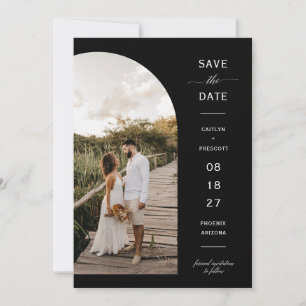 Elegant Minimal Arch Photo QR Code Save the Date Invitation