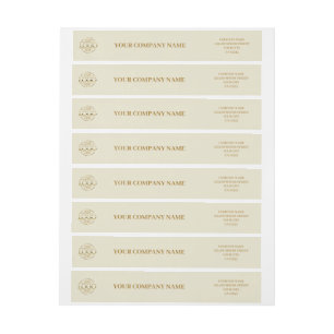Elegant Minimal Beige Gold Business Logo Branded W Wrap Around Label