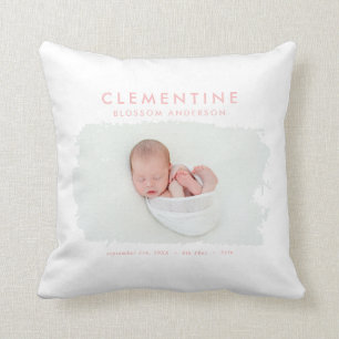 Elegant minimal  birth announcement photo cushion