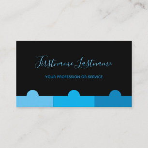 Elegant minimal black and indigo blue monogram business card