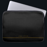 Elegant Minimal Black Gold Line Name  Laptop Sleeve<br><div class="desc">This personalised black laptop sleeve with your name of choice in golden brown on black background is modern and elegant. All colours can be changed if you like.</div>