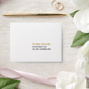 Elegant Minimal Black Gold Wedding RSVP Envelope