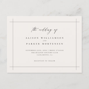 Elegant Minimal Black & Ivory Typography Wedding Invitation Postcard