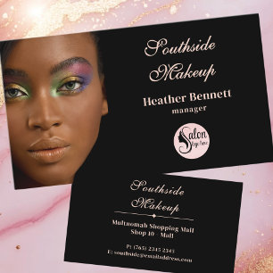 Elegant Minimal Black Makeup Artist Business  Business Card