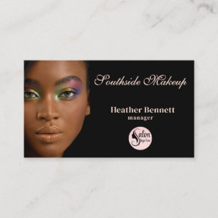 Elegant Minimal Black Makeup Artist Business  Business Card