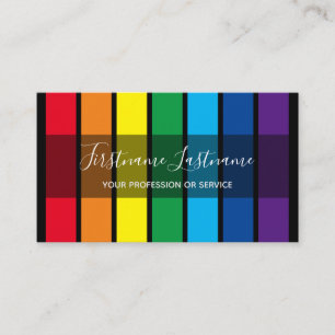 Elegant minimal black rainbow colour stripes busin business card