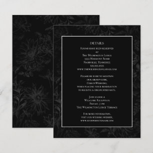 Elegant Minimal Black Tapestry Wedding Details Enclosure Card