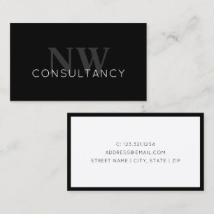 Elegant minimal black & white initials consultancy business card