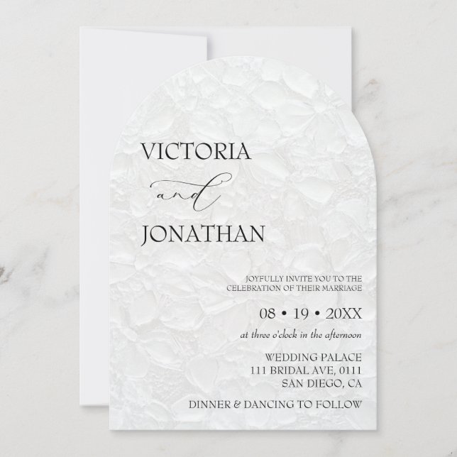 Elegant Minimal Black & White Wedding  Invitation (Front)