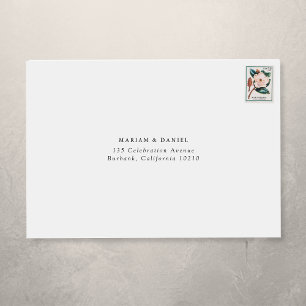 Elegant Minimal Black White Wedding Return Address Envelope