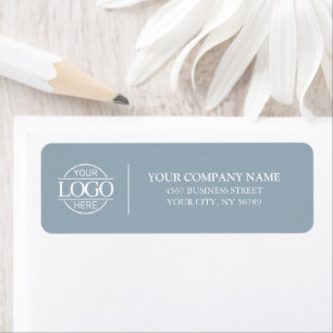 Elegant Minimal Blue Business Logo Return Address
