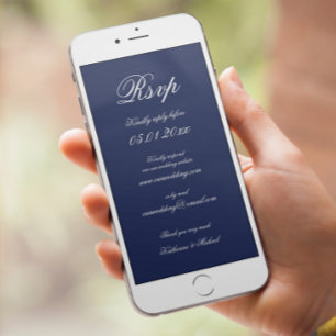 Elegant Minimal Blue Digital Wedding RSVP Invitation