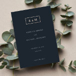 Elegant Minimal Blue Monogram Wedding Save Date<br><div class="desc">These Gold Foil Pressed Save The Date cards are designed in an elegant minimalist style with your foil pressed monogram and text of choice on a very dark blue background with a black backer. All background colours, text colour and foil colour can be changed by you in the design tool....</div>