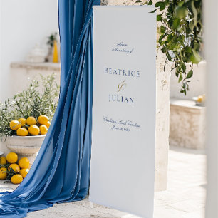 Elegant Minimal Blue & White Wedding Welcome Banner