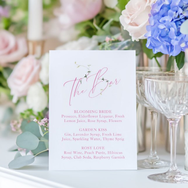 Elegant Minimal Blush Pink Bridal Shower Bar Menu (Elegant Minimal Blush Pink Bridal Shower Bar Menu)