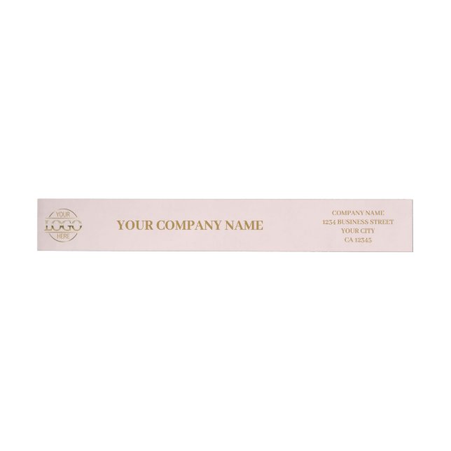 Elegant Minimal Blush Pink Business Logo Branded Wrap Around Label (Individual)