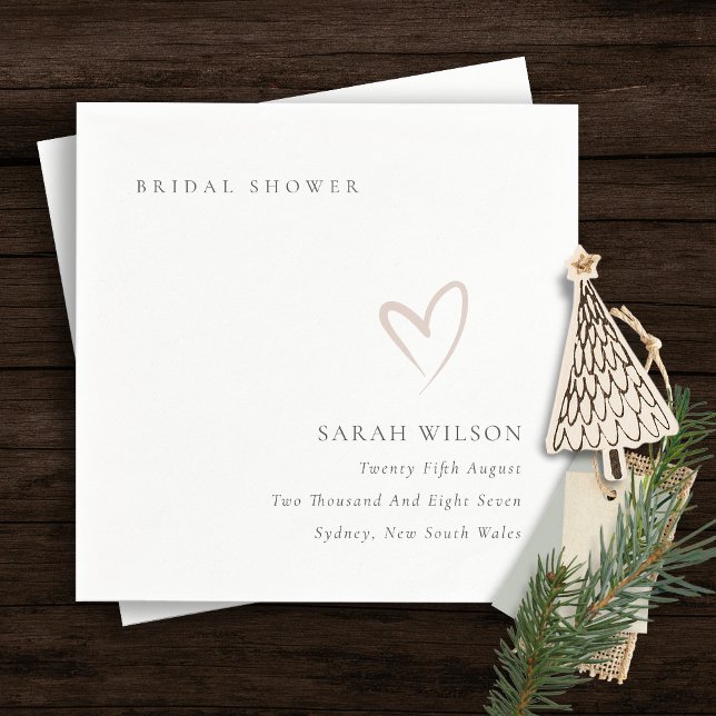 Elegant Minimal Blush Pink Heart Bridal Shower Napkin (Creator Uploaded)