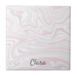 Elegant minimal blush pink & white marble look tile<br><div class="desc">Modern blush pink and white marble design.</div>