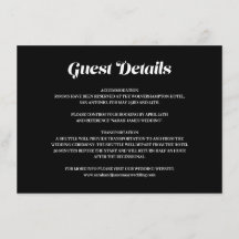 Elegant Minimal Bold Black Wedding Guest Details