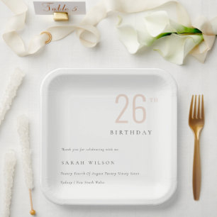 Elegant Minimal Bold Dusky Blush Any Age Birthday Paper Plate