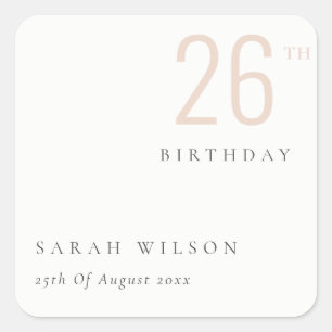 Elegant Minimal Bold Dusky Blush Any Age Birthday Square Sticker