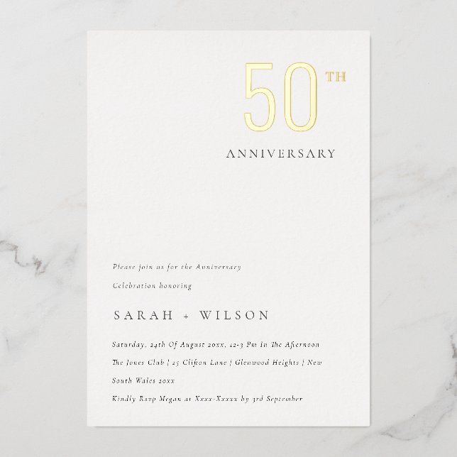 Elegant Minimal Bold Gold Any Year Anniversary (Front)