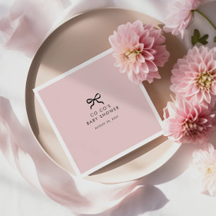 Elegant Minimal Bow Baby Shower Cocktail Napkins 