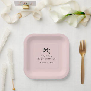 Elegant Minimal Bow Baby Shower Cocktail Napkins  Paper Plate