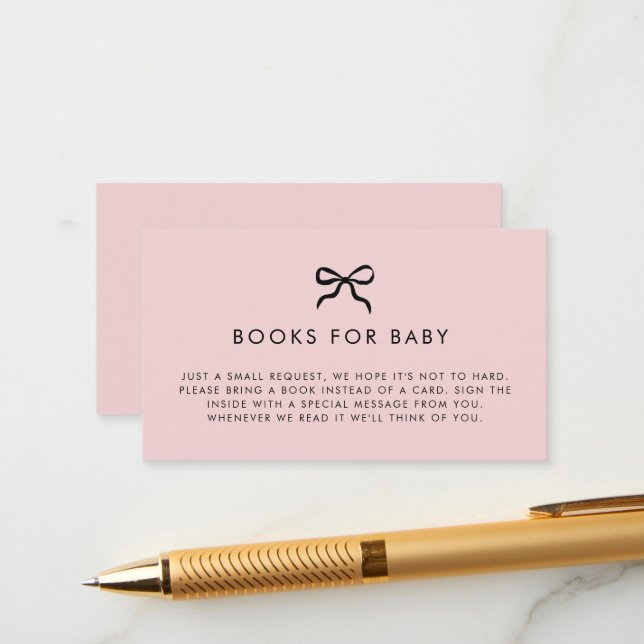 Elegant Minimal Bow Baby Shower Enclosure Card  (Front/Back In Situ)