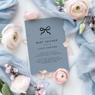 Elegant Minimal Bow Baby Shower Invitation