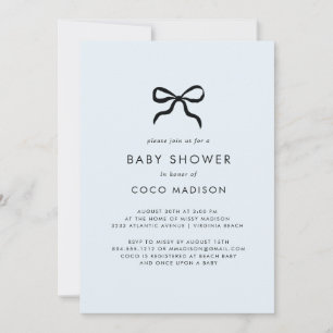 Elegant Minimal Bow Boy Baby Shower Invitation