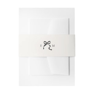 Elegant Minimal Bow Wedding Monogram Invitation Belly Band