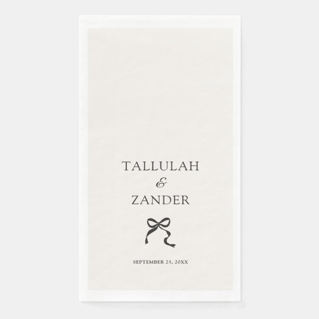 Elegant Minimal Bow Wedding Napkin (Front)