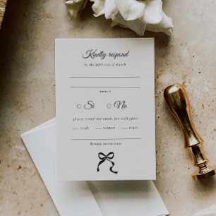 Elegant Minimal Bow Wedding RSVP Card