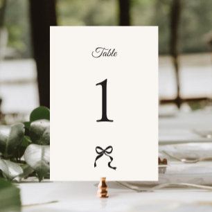 Elegant Minimal Bow Wedding Table Number